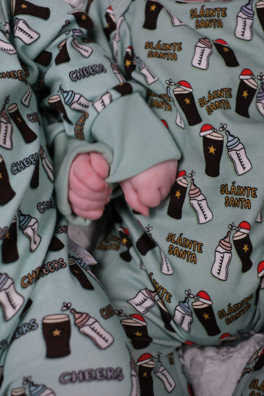Sláinte Santa Christmas Cheers Baby Onesie