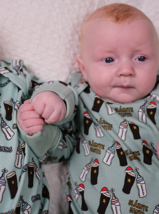 Sláinte Santa Christmas Cheers Baby Onesie