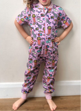 Load image into Gallery viewer, Purple Movie Night Kids Onesie