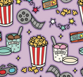 Load image into Gallery viewer, Purple Movie Night Kids Onesie