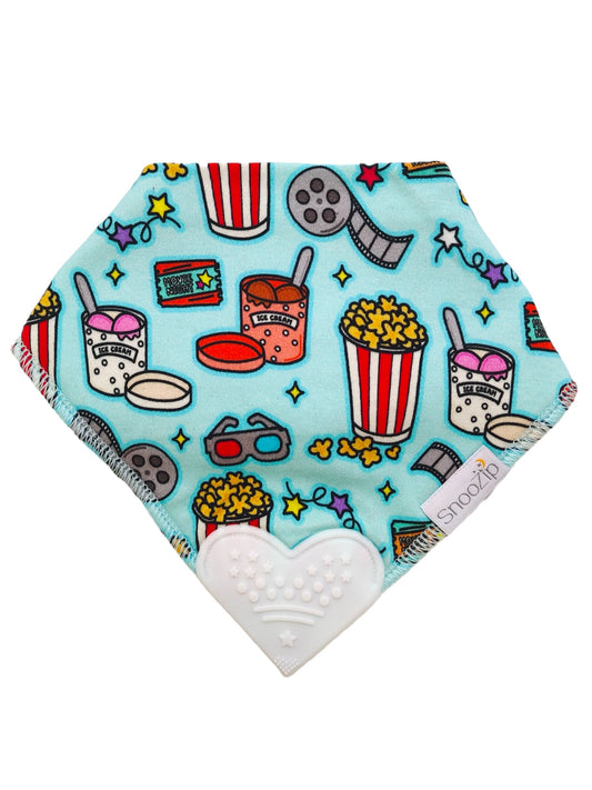 NEW - Blue Movie Night Teething Bib