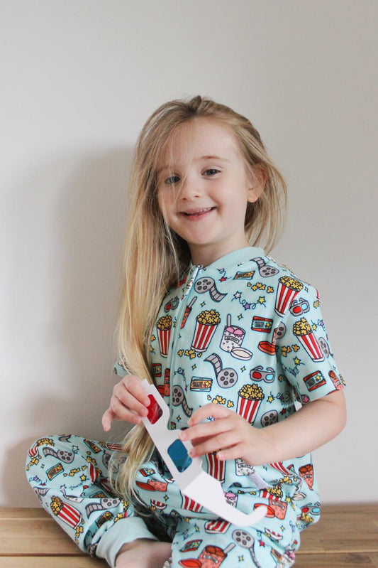 Blue Movie Night Kids Onesie