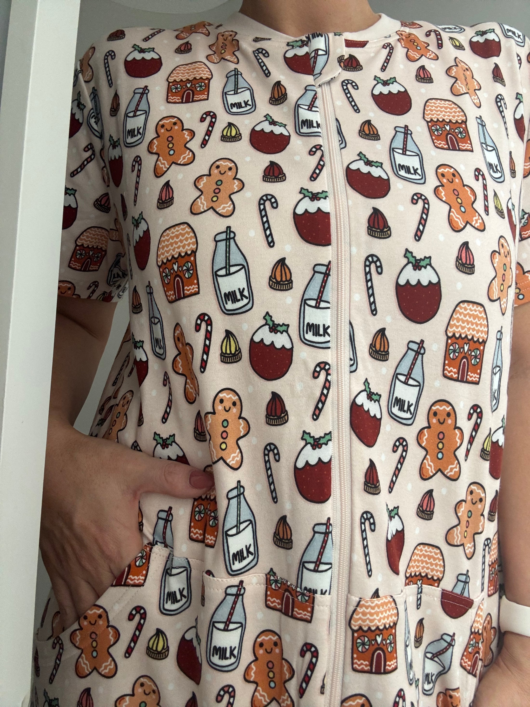 Milk & Cookies Christmas Adult Onesie