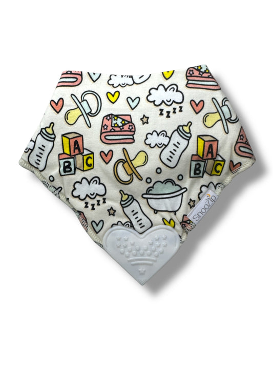 Bath, Bottle, Bed Teething Bib