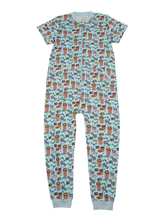 Blue Movie Night Adult Onesie